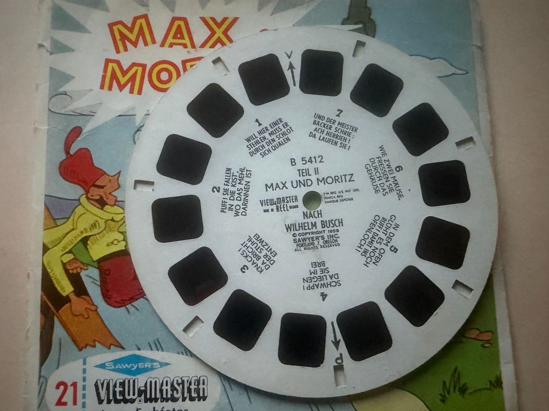 View-master Giocattoli: View-Master 3D: Nr. B 541 MAX UND MORITZ (3 Scheiben) – Usato da Tegerfelden venduto da siebenmacky 4