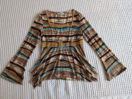 Miss K Boho Chic Blouse, Size S, Multicolor