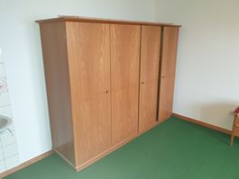 Kleiderschrank 4 Türig Holz 60iger Jahre 222 x 53 cm/170hoch