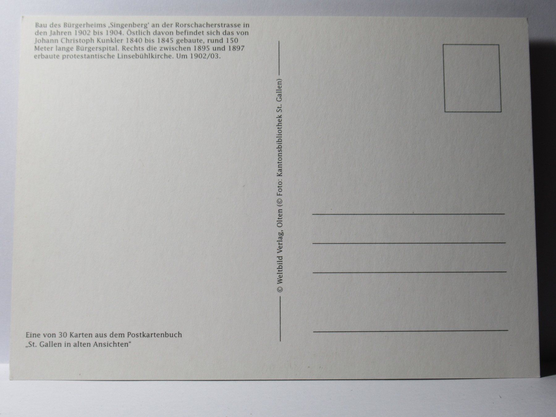Cartes postales: St. Gallen , Linsebühlkirche um 1902 / 03 – Neuf (Voir description) à Grenchen par Bluemchen1900 1