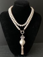 Luxuriöse Perlenkette mit Anhänger Silber