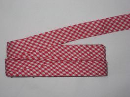 Schrägband rot/weiss kariert 2cm/1cm br.