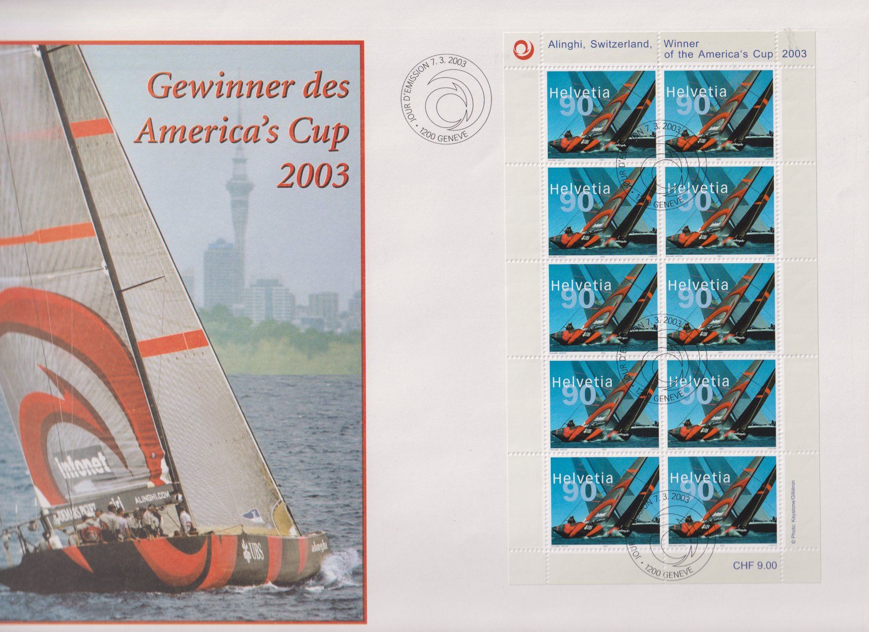 Tutti i francobolli: ALINGHI Kleinbogen FDC  2003 – Usato da Eschlikon TG venduto da PhilCon