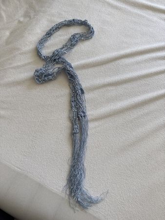 Blue crochet beaded tassel belt, boho chic
