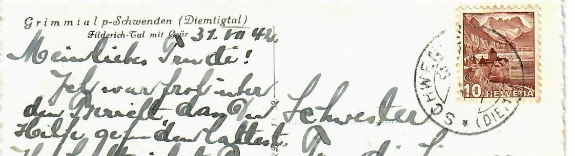 Cartoline postali: Grimmialp Schwenden 1942 – Usato da Hochdorf venduto da Ziegel-16 1