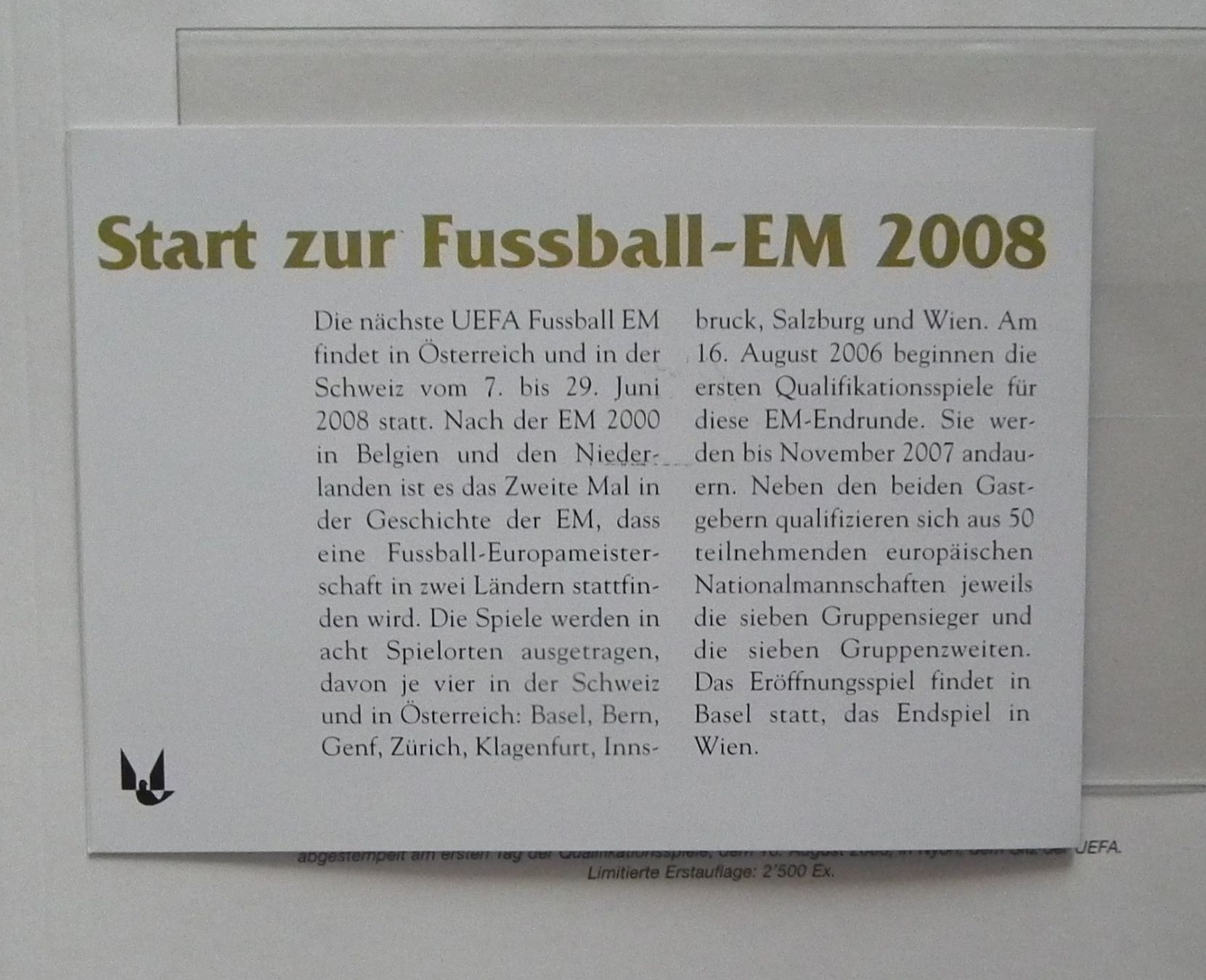 Tutti i francobolli: Fussball, WM-2006 und EM-2008 Briefe mit Gedenkfolder – Usato da Kriens venduto da WULLU99 3