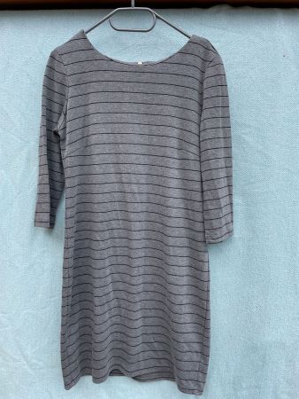 Grau Gestreiftes VILA Jersey Kleid Gr. S