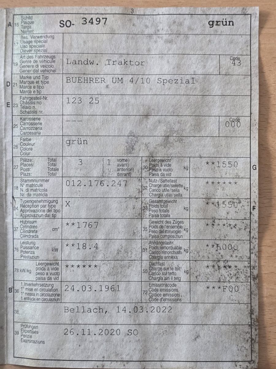 Bührer Traktoren: Bührer Spezial 1961 – Gebraucht aus Koppigen von Marilu88 8
