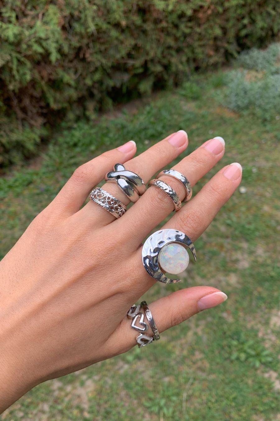 Anelli: Silberfarbenes Mondring-Set – Usato da Chalais venduto da Decoarts.art