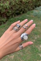 Silberfarbenes Mondring-Set