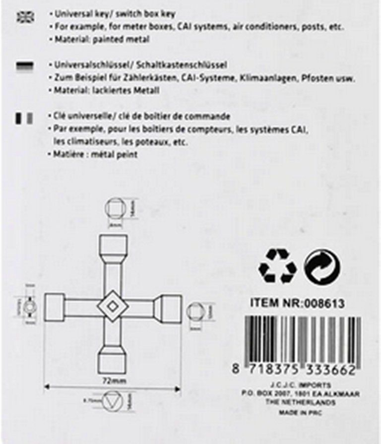 Chiavi: 4 Wege Universal Schlüssel Cross Key – Nuovo e nell'imballaggio originale da St. Gallen venduto da schnaeppchen-preise 4