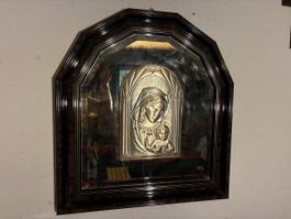 Religiöses Bild Madonna Kind Relief gerahmt Spiegel