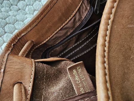 Ledertasche zweifarbig braun handgefertigt Zustand gut