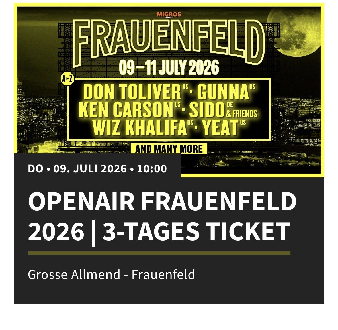 Biglietti: Openair Frauenfeld Ticket – Nuovo e nell'imballaggio originale da Jona venduto da jon_m9hx