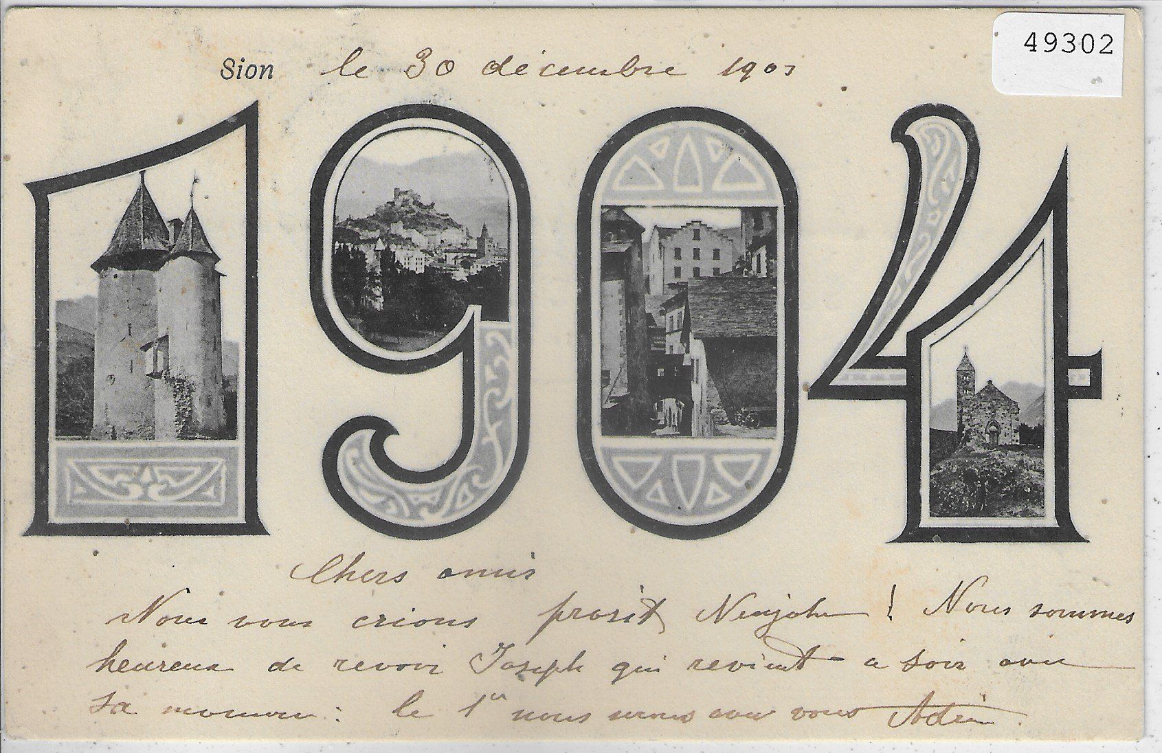 Cartoline postali: 1904 Sion - Jahreszahl - Multiview – Usato da Ettingen venduto da Kartenplanet