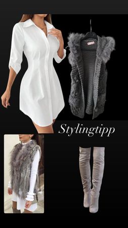 Graue Strickweste mit Fellkapuze, Gr. M, Top Zustand!