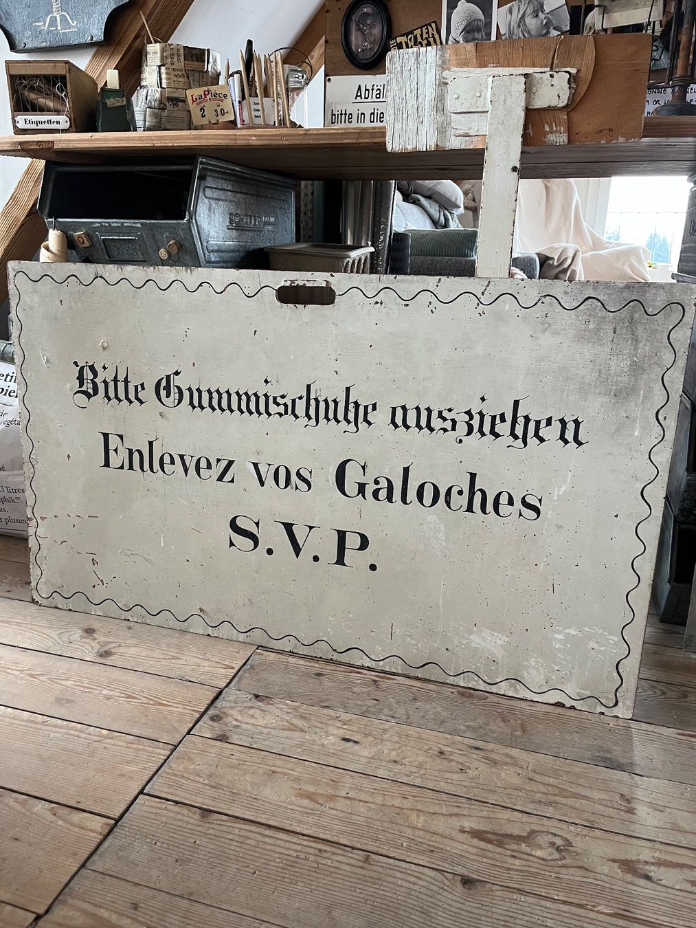 Schilder: Altes Metallschild mit doppelseitigem originellem Text – Gebraucht aus Steffisburg von Reitschel5 1
