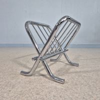 1980 Zack Folding Magazin Rack Bauhaus Chrom Zeitungsständer