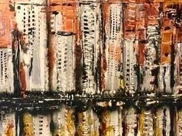 ABSTRAKT MALEREI bronze CITYLINE PEINTURE QUADRO PAINTING