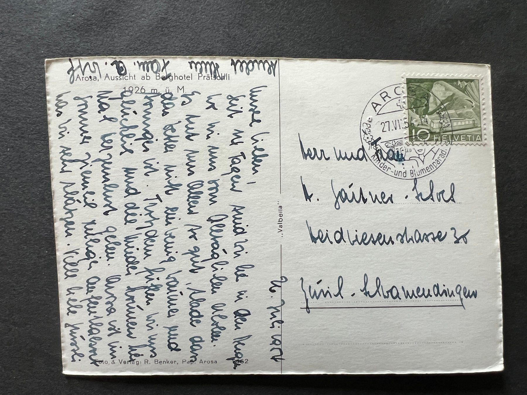 Cartes postales: Ansichtskarte Arosa  1954  (M205) – D'occasion à Hinwil par Sidi4 1