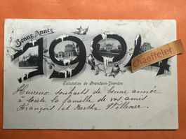 Bonne Année - Neujahr 1904 Yverdon - Salutation de Grandon-Y