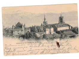 Alte Ansichtskarte Lausanne mit Savoy Alpen, selten! 1901