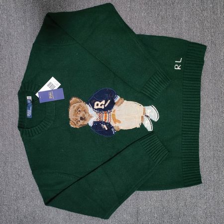 Polo Ralph Lauren Pullover Teddybär grün Grösse M neu