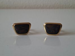 Manschettenknöpfe  Messing mit Holz Optik (braun-schwarz)