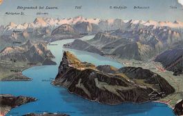 Vogelschau-AK Bürgenstock bei Luzern, gelaufen 1919