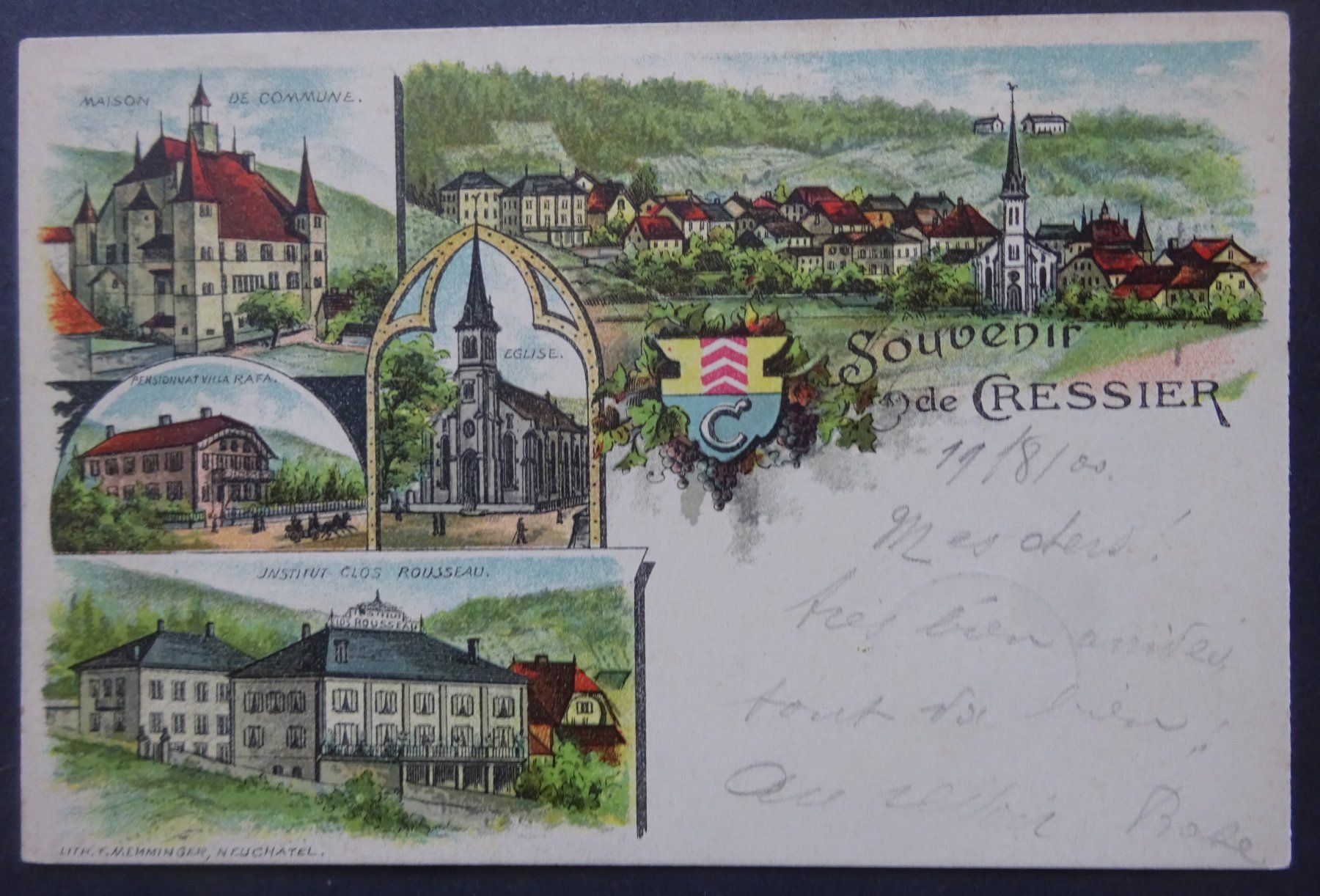 Ansichtskarten: Litho-Ansichtskarte 1900 / Cressier (NE) – Gebraucht aus Watt von Oo2rup5