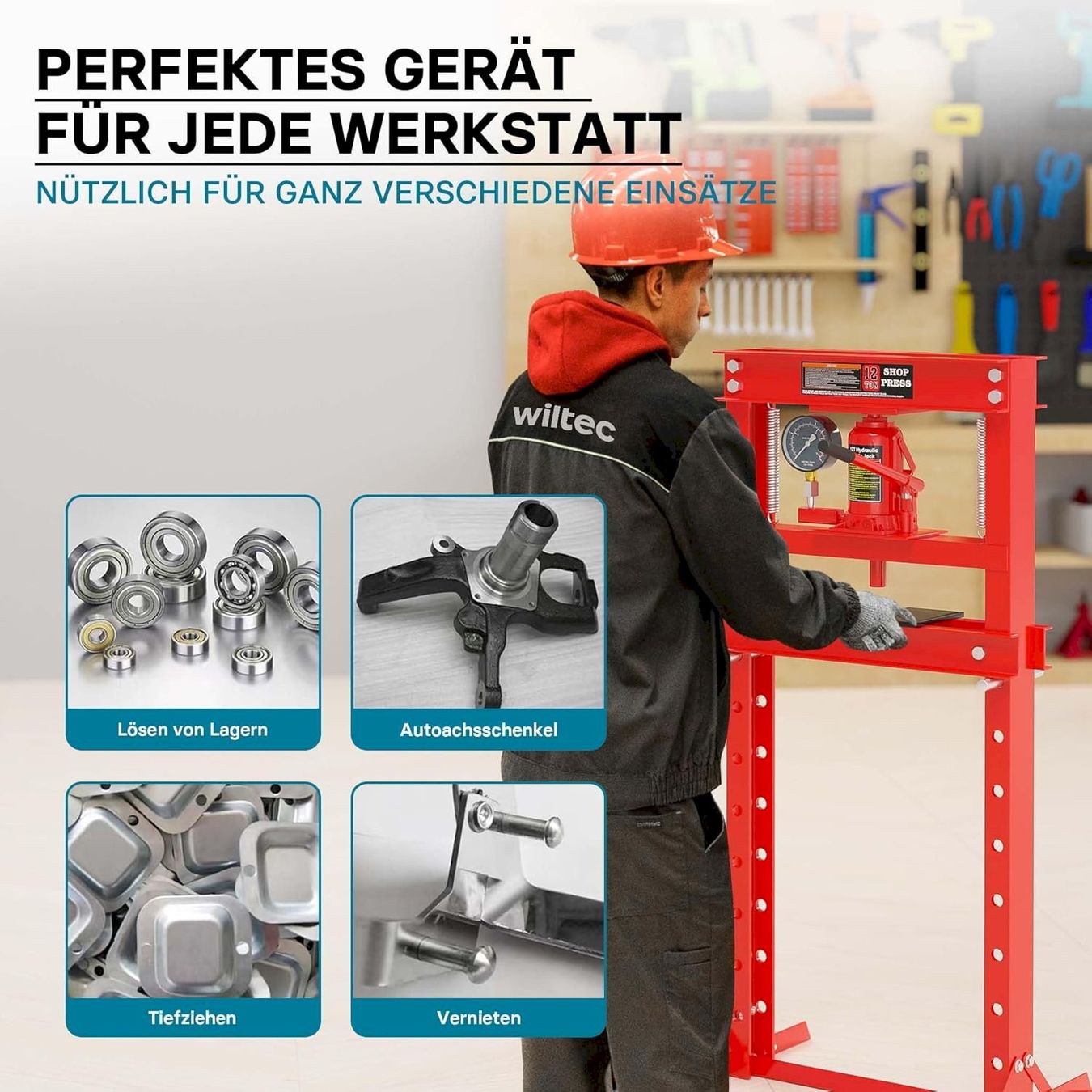 Tutti gli attrezzi: Wiltec 12T Profi Werkstattpresse – Nuovo e nell'imballaggio originale da Bottighofen venduto da zaap 7