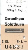 Bahn Billett SO Derendingen - Solothurn retour sehr gut erha