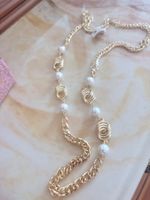 Vintage-Halskette in Goldoptik mit Perlen – Originalpreissch