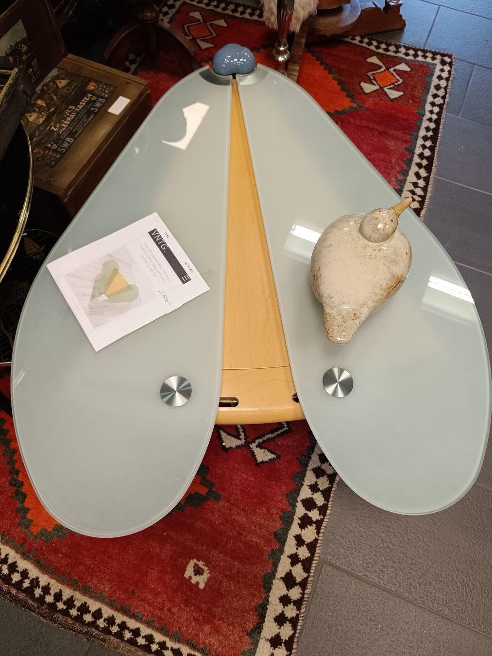 Tische: Retro Couchtisch, Glasplatte, unkonventionelles Design – Gebraucht aus Aarau Rohr von ale_kwk7 1