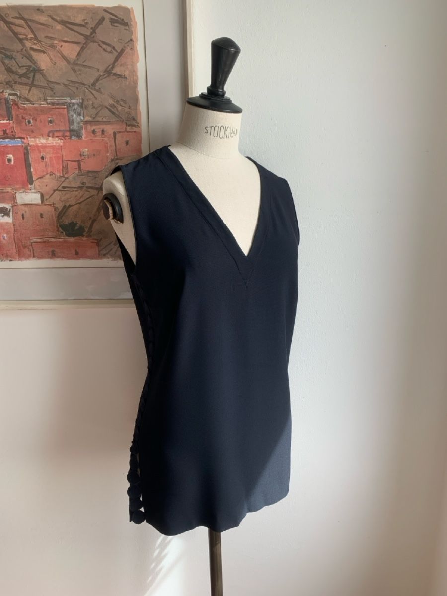 Akris Top: AKRIS: Elegante dunkelblaue Sommer-Bluse, 36 – Nuovo (secondo la descrizione) da Luzern venduto da designluzern 4