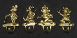 Vintage Disney Figuren, Haken Set 4 Stück Metal