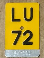 LU 72 - MOFANUMMER - TÖFFLINUMMER - PLAQUE DE MOFA - LU 72