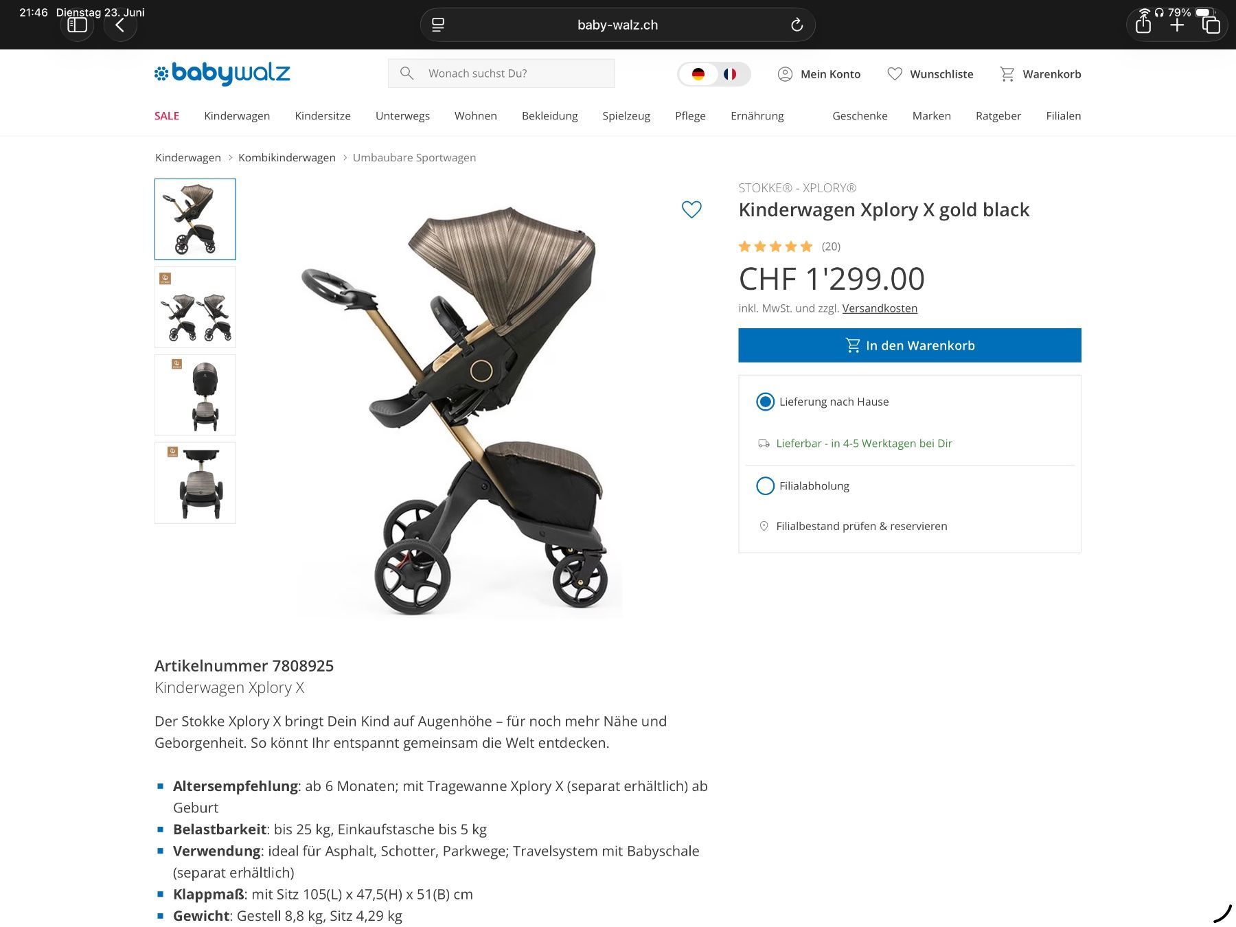 Stokke Kinderwagen: Stokke Xplory X Rich Black – Neu (gemäss Beschreibung) aus Wetzikon ZH von speedmas 2