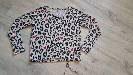 Leoparden Shirt mit Herzchen Print Gr. S