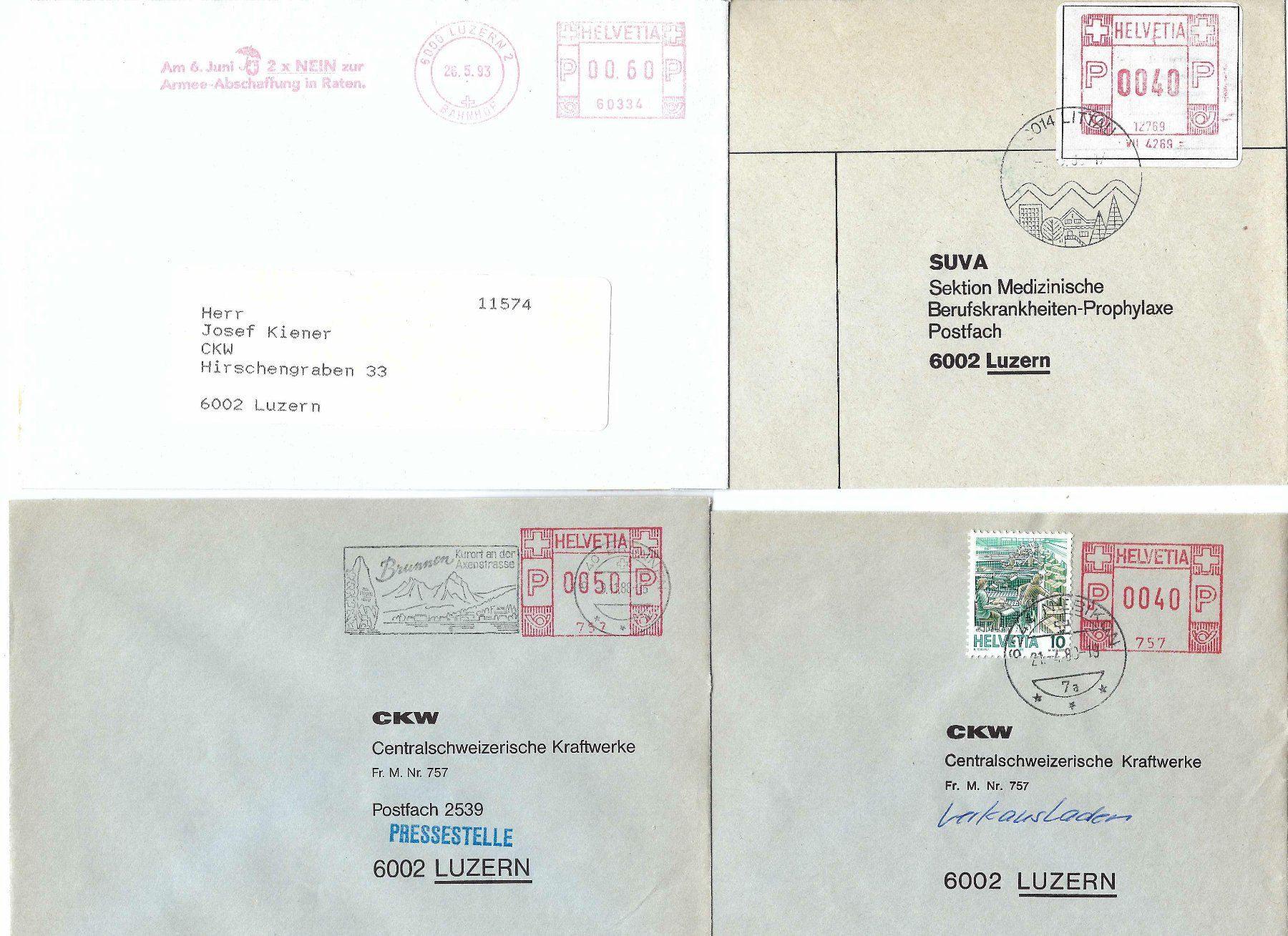 Tutti i francobolli: 8 Belege mit Freistempel wb – Usato da Aarau venduto da fussball-fussball 1