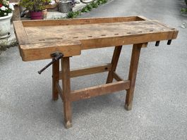 Alter kleiner Werkbank Schreinerbank Hobelbank massiv Holz  