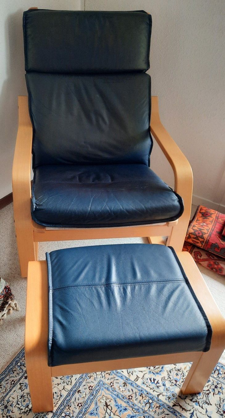 Sessel: bequemer Design Wipp-Sessel mit Schemel – Gebraucht aus Herrliberg von AlexandraBopp