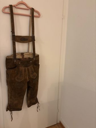 Lederhose Almsach mit Trägern braun Grösse 48 gebraucht