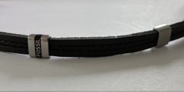 Fossil black leather bracelet black, adjustable length