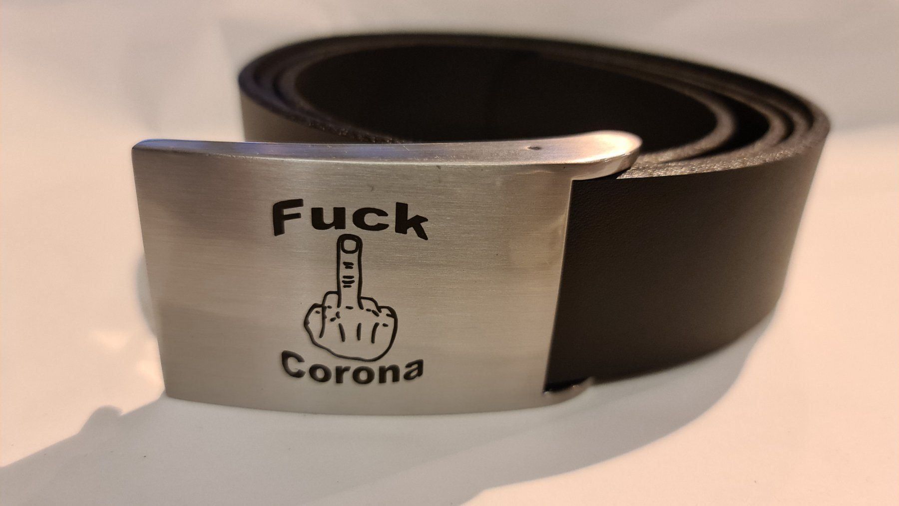 Cinture: Ledergürtel mit Fuck Corona Logo – Nuovo e nell'imballaggio originale da Sins venduto da sagitarius58 3