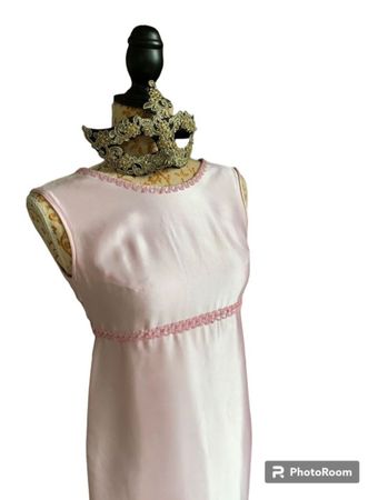 VINTAGE Rosè Satin Maxi-/Abendkleid Gr.36