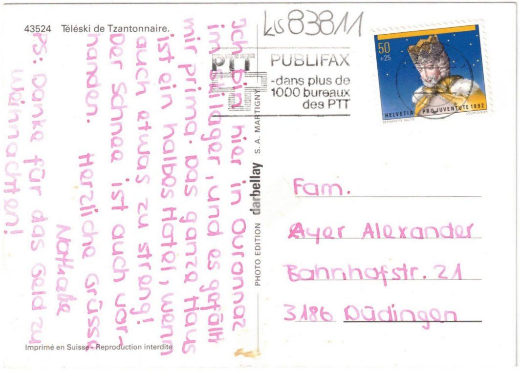 Cartoline postali: Ovronnaz - Skilift Tzantonnaire – Usato da Binningen venduto da Mountainrider 1