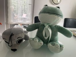 Plüsch tiere frosch und seehund  weich , wie neu !