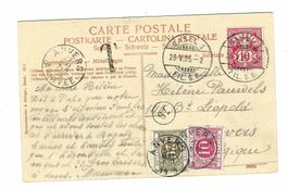 Karte 1905 von Basel nach Belgien taxiert go