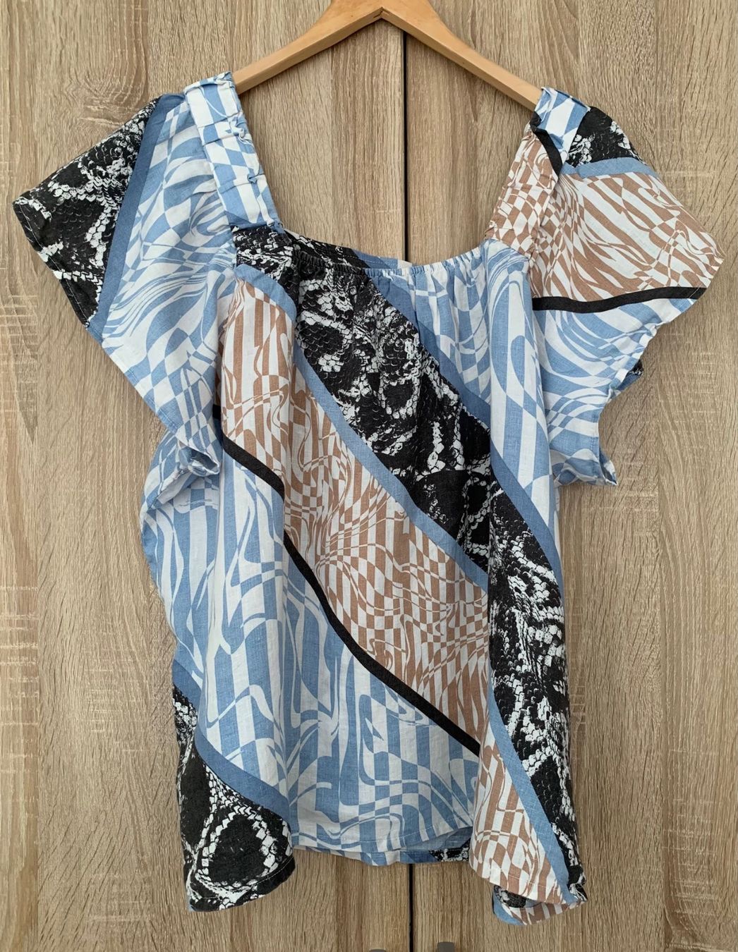 Next Camicette: Next Leinenbluse Grösse 46 bunt blau schwarz – Usato da Nussbaumen AG venduto da brigitebardot